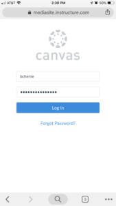 Browse to Canvas Course on your mobile device