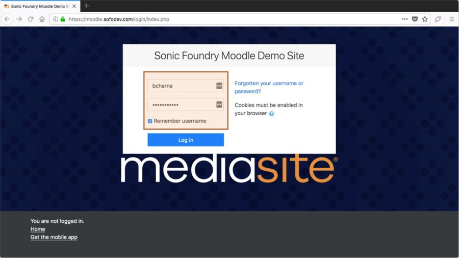 Sign in to My Mediasite → Connecting with My Mediasite through Moodle Mediasite U