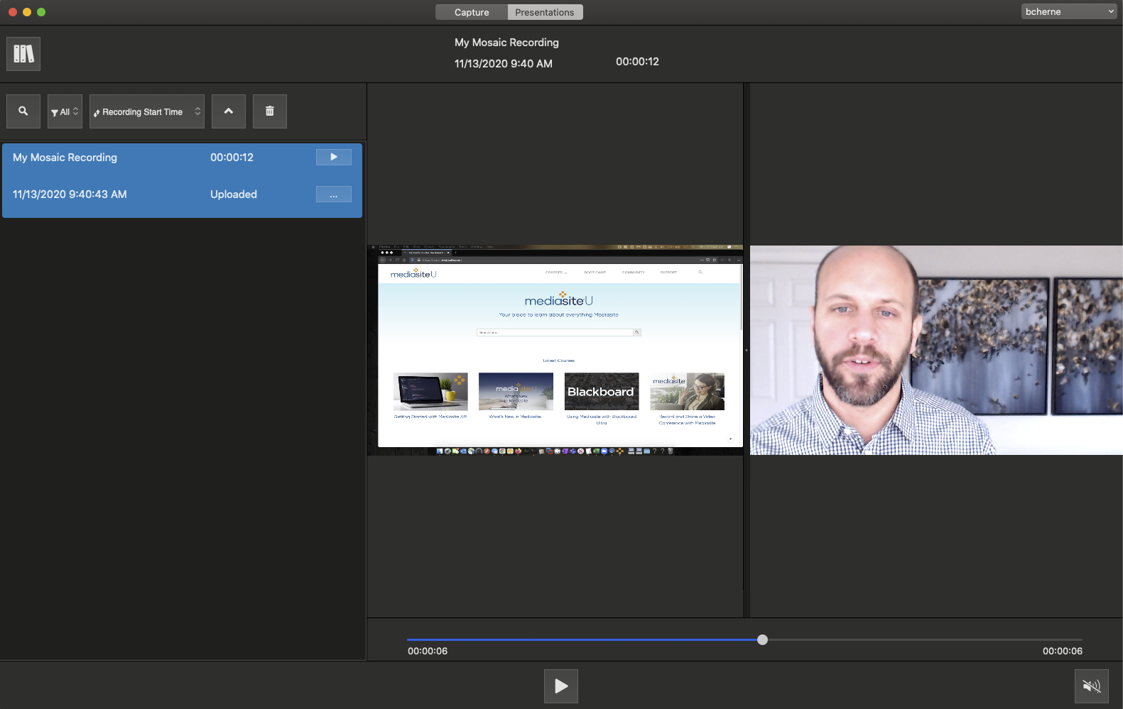 Mediasite Mosaic for macOS - Presentation Management