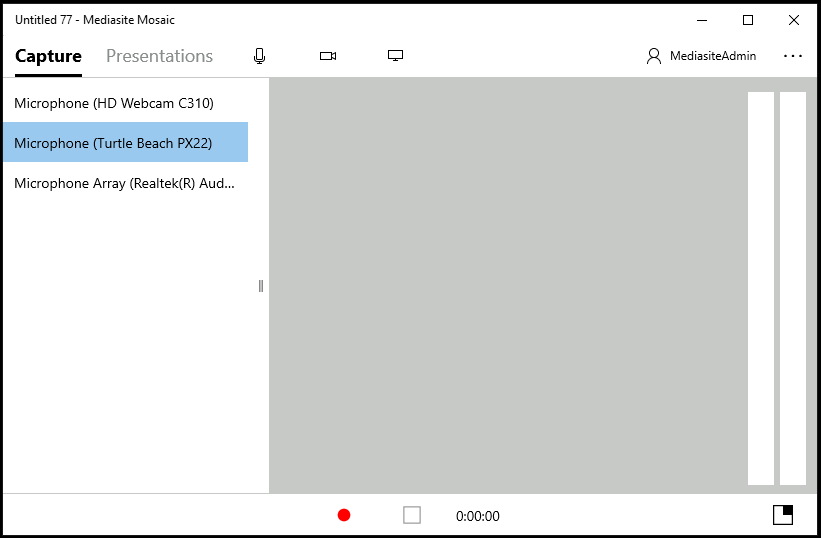 Default Audio Device in Mediasite Mosaic