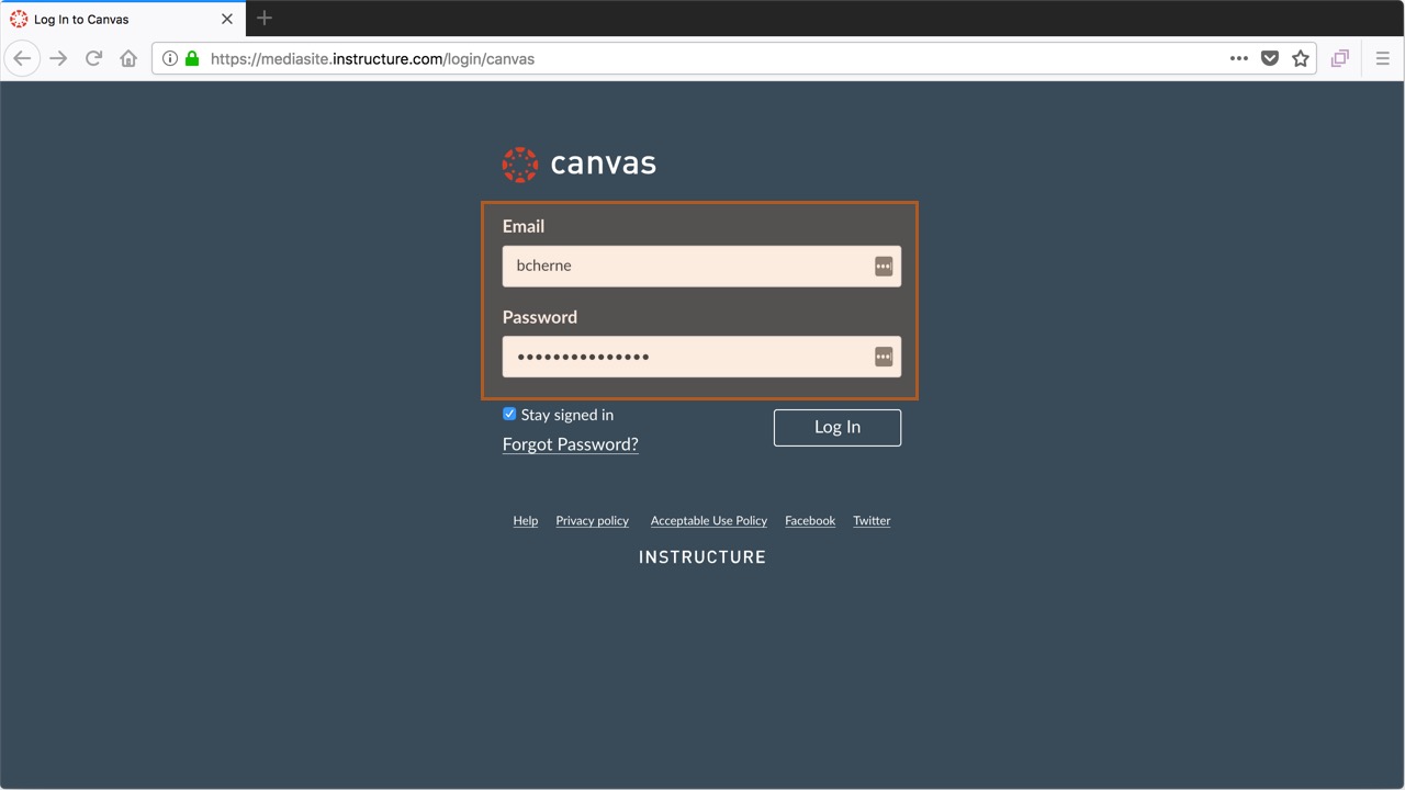 browse to canvas site