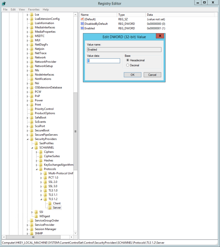 Enabling TLS 1.2 → SQL Server Configuration - Mediasite U